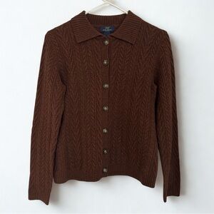 Brooks Brother’s Women’s Brown Lambswool Cable Knit Cardigan Sweater size small